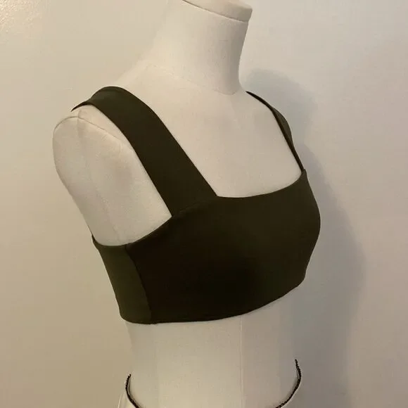 Reformation Dark Olive Green EcoStretch Croptop Bralette Size XS - Picture 4 of 7